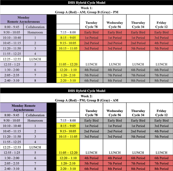 DHS hybrid schedule 